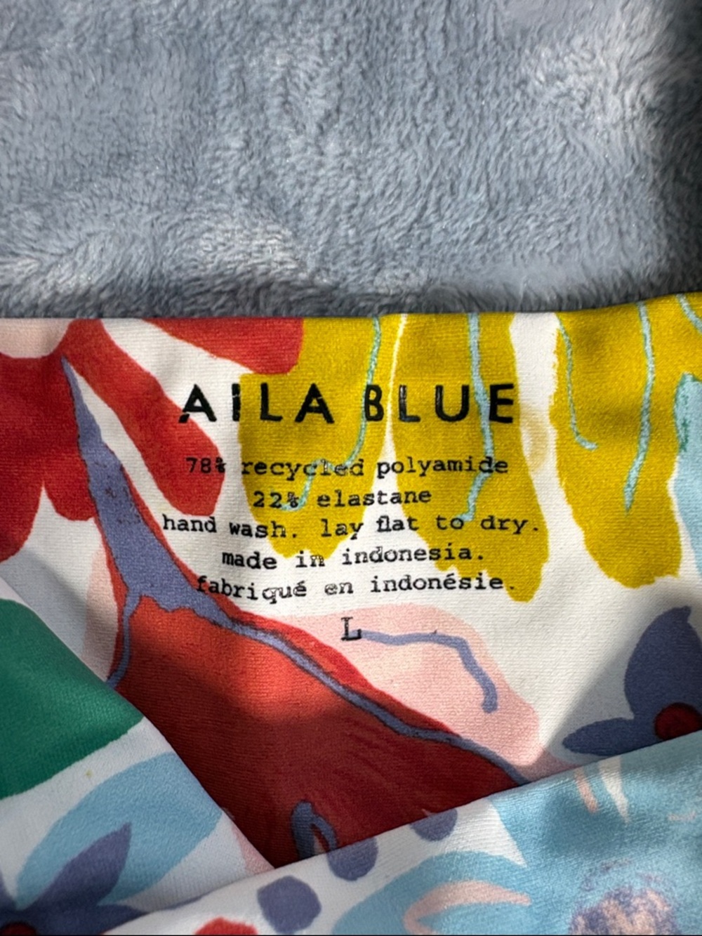 Aila Blue Floral Square-Neck Bikini Ruffle SleeveTop - Picture 2 of 5